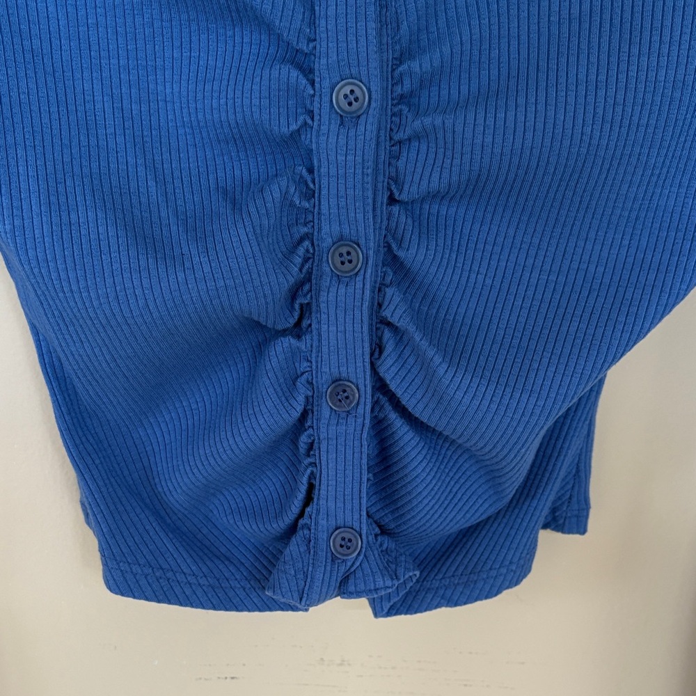 Reformation Blue Button-Up Ribbed Top - Picture 3 of 6